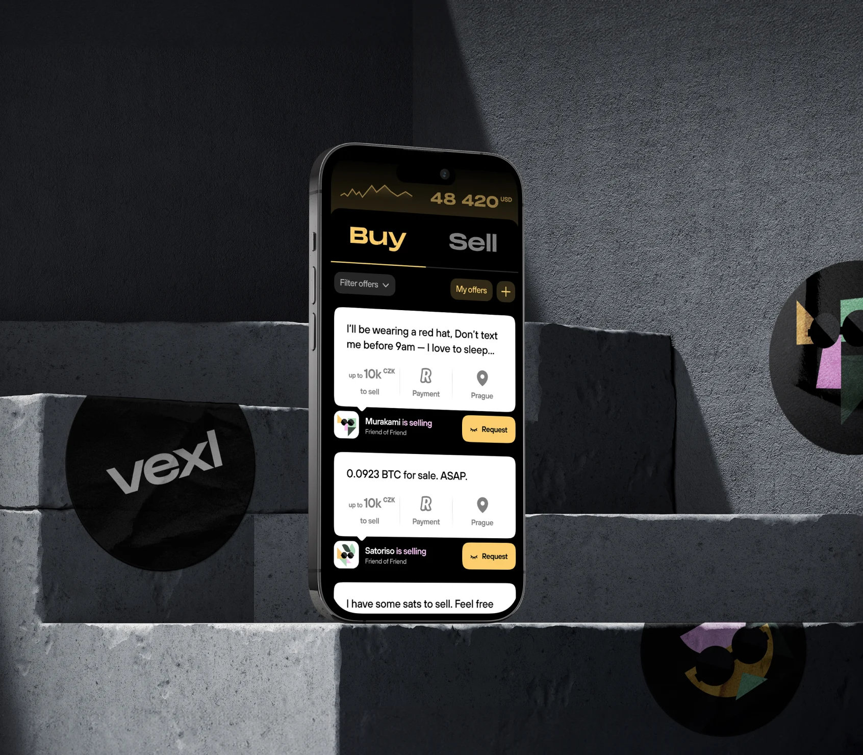 Vexl — bitcoin marketplace identity preview